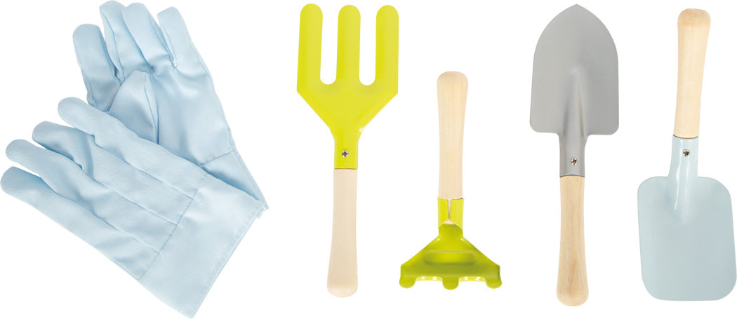 Gartenschürze mit Gartenwerkzeug – 7-teiliges Set aus Holz & Stoff