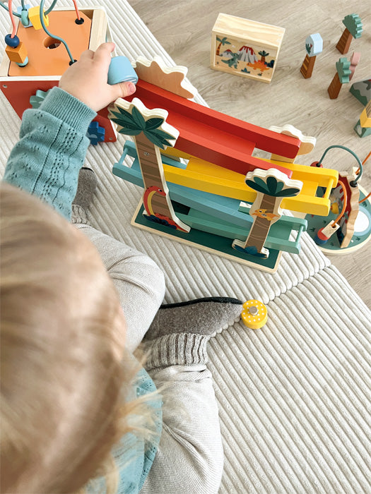 Kugelbahn „Dino“ aus Holz – spielerisches Entdecken für Kleinkinder