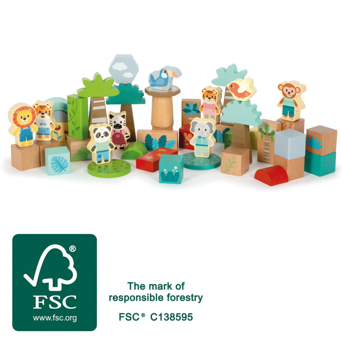 Holzbausteine „Jungle Friends“ – Bauen & Spielen mit Dschungel-Freunden