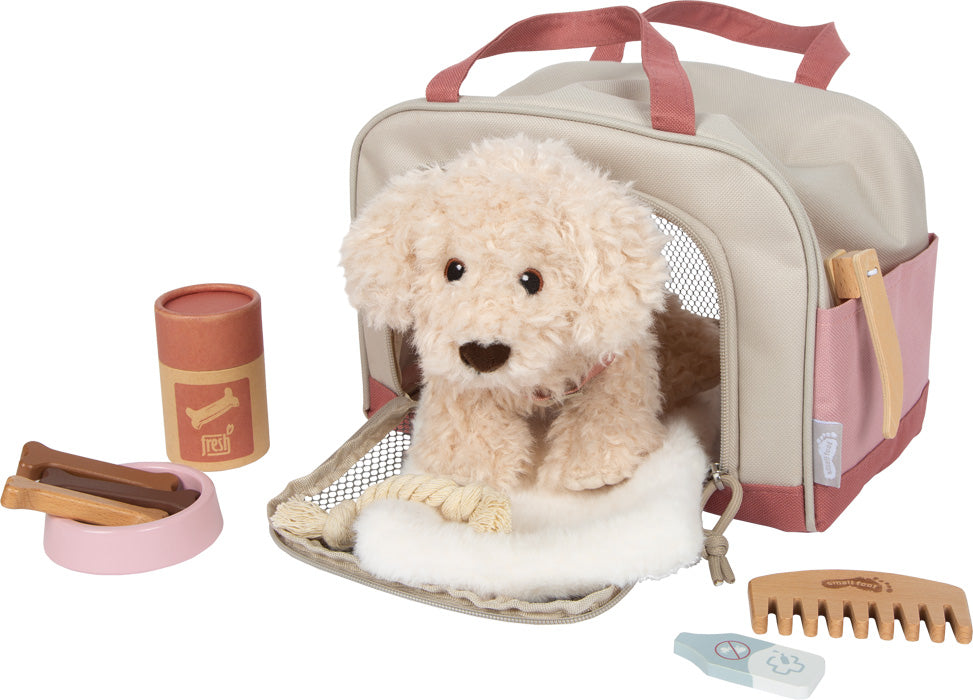Hund mit Tasche und Pflege-Set Rosa – ein kleiner Vierbeiner zum Liebhaben
