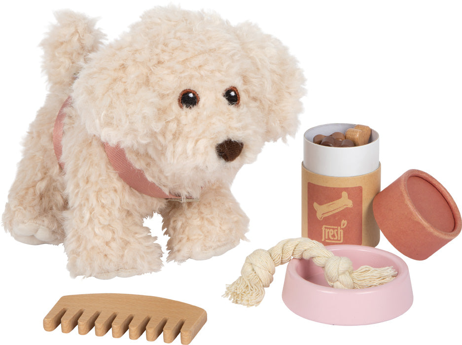 Hund mit Tasche und Pflege-Set Rosa – ein kleiner Vierbeiner zum Liebhaben