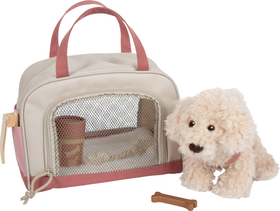 Hund mit Tasche und Pflege-Set Rosa – ein kleiner Vierbeiner zum Liebhaben