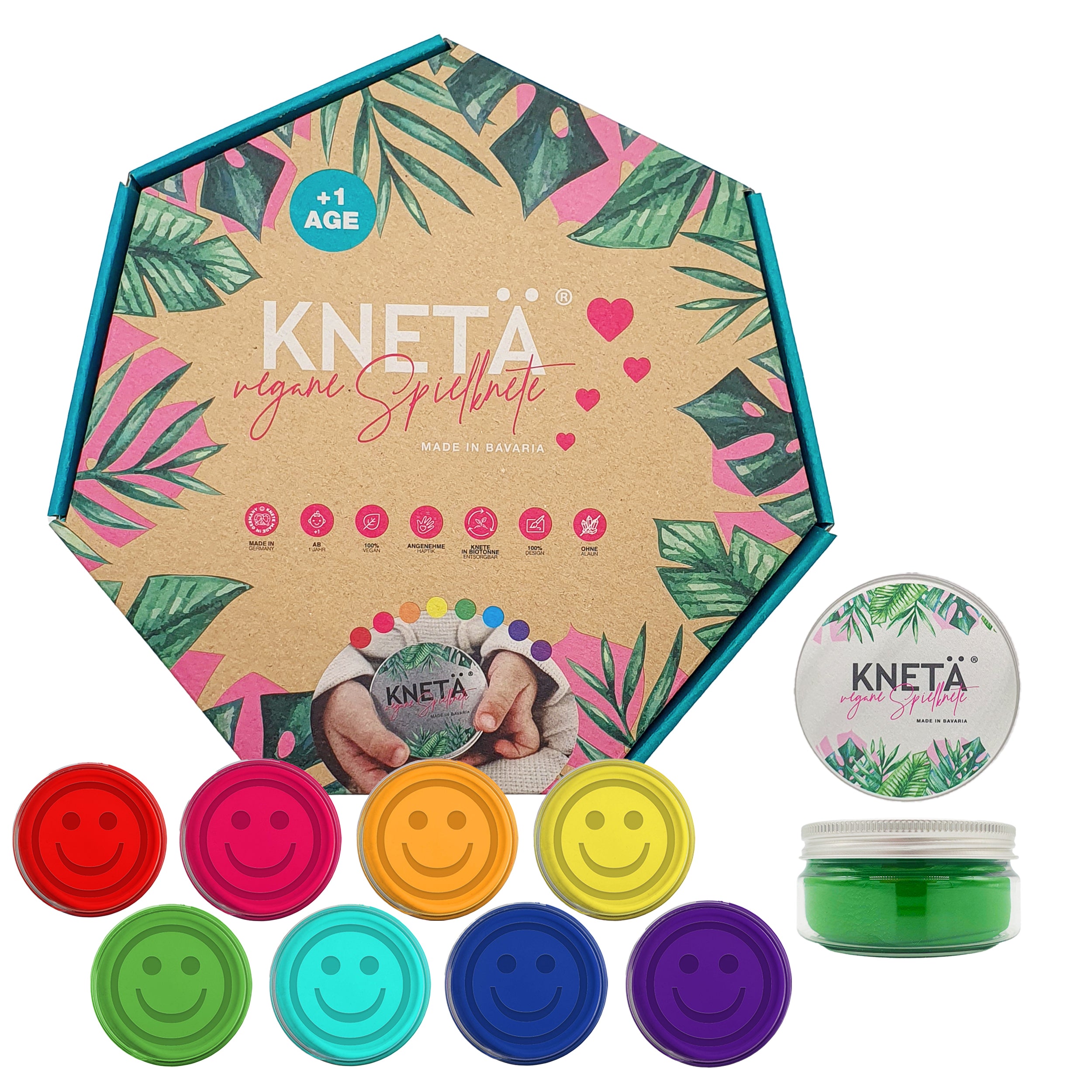 KNETÄ - 8er DOSEN SET (8x125g) - Premium-Knetmasse für kreatives Gestalten