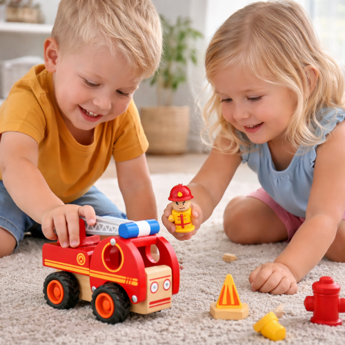 Feuerwehrauto aus Holz – bereit für jeden Einsatz