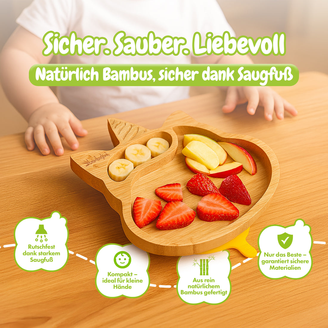 bambuskind® Kinderteller mit Saugnapf – Unicorn Design