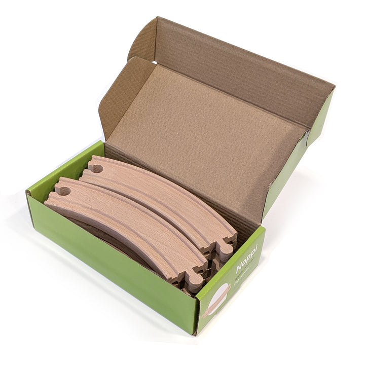 NOPPI Eisenbahn große Kurven – 8er Set Holzschienen-Zubehör