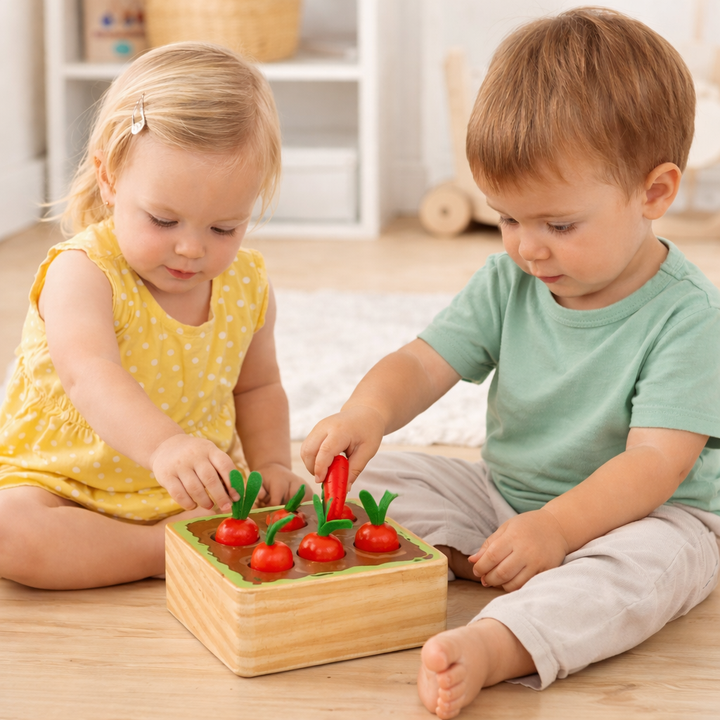 Steckspiel Möhren – Motorikspiel aus Holz ab 1 Jahr