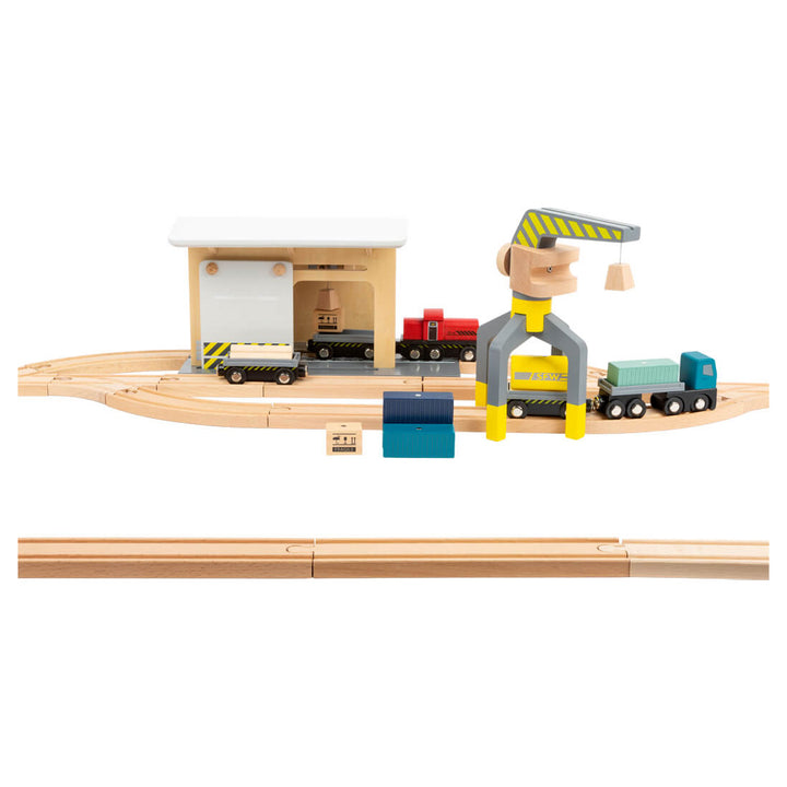 Holzeisenbahn "Güter-Bahnhof" inklusive Zubehör