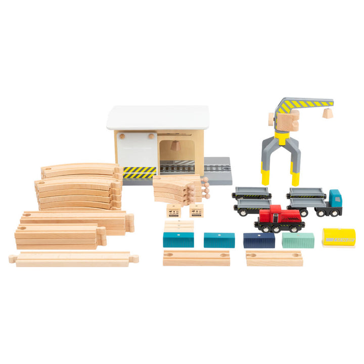 Holzeisenbahn "Güter-Bahnhof" inklusive Zubehör