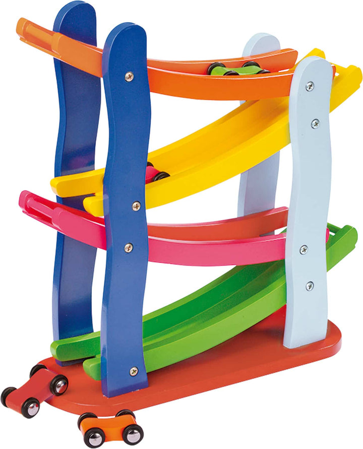 Holz-Autorennbahn, bunt