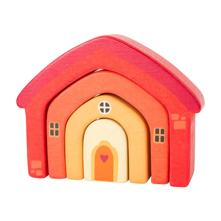 Holzbaustein-Haus rot