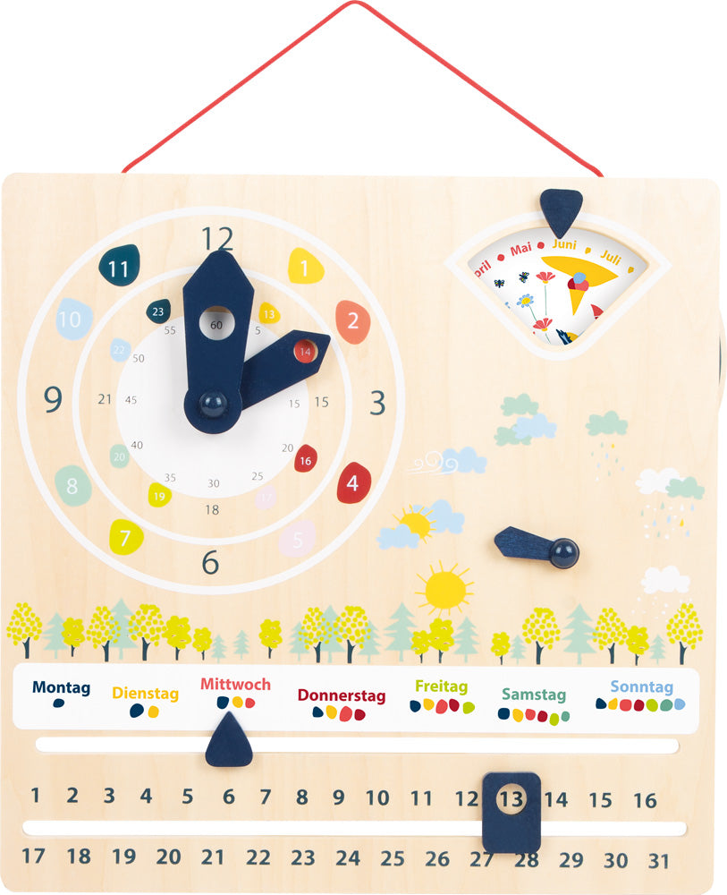 Lernuhr mit Kalender Educate Frontansicht von Spielspecht