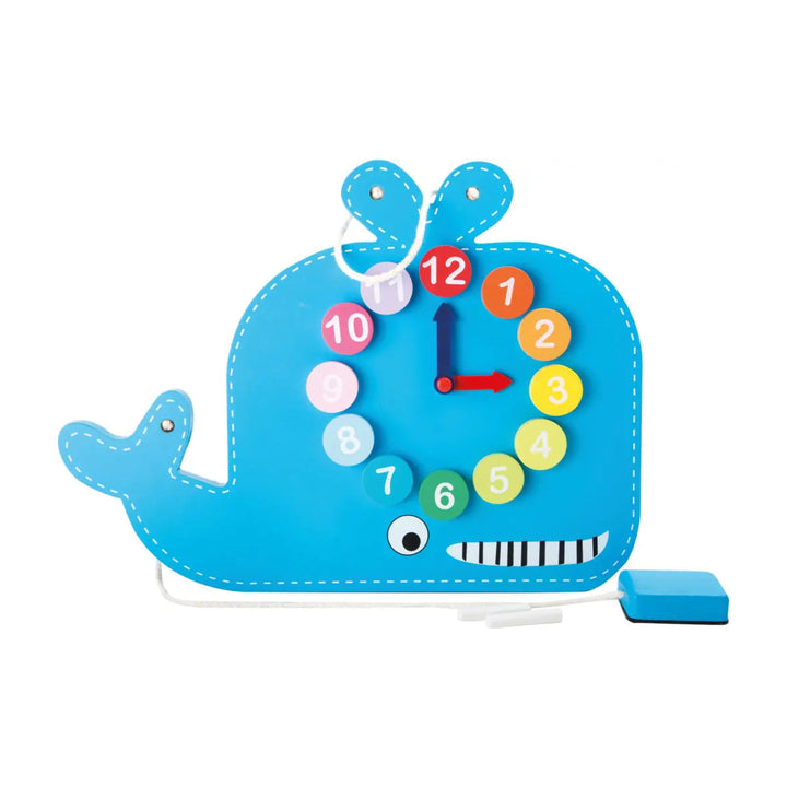 Lernuhr Wal mit Tafel