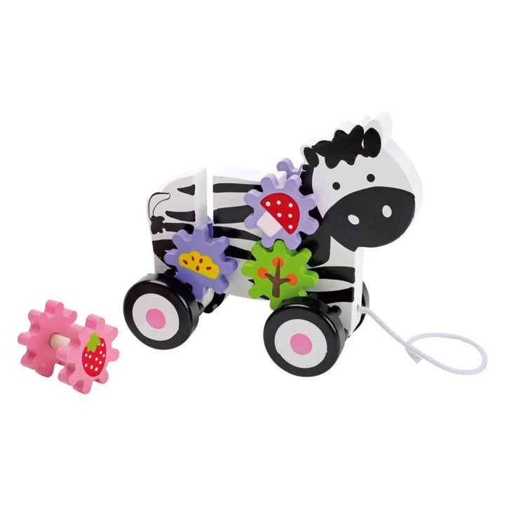 Ziehtier Zebra mit Zahnrädern